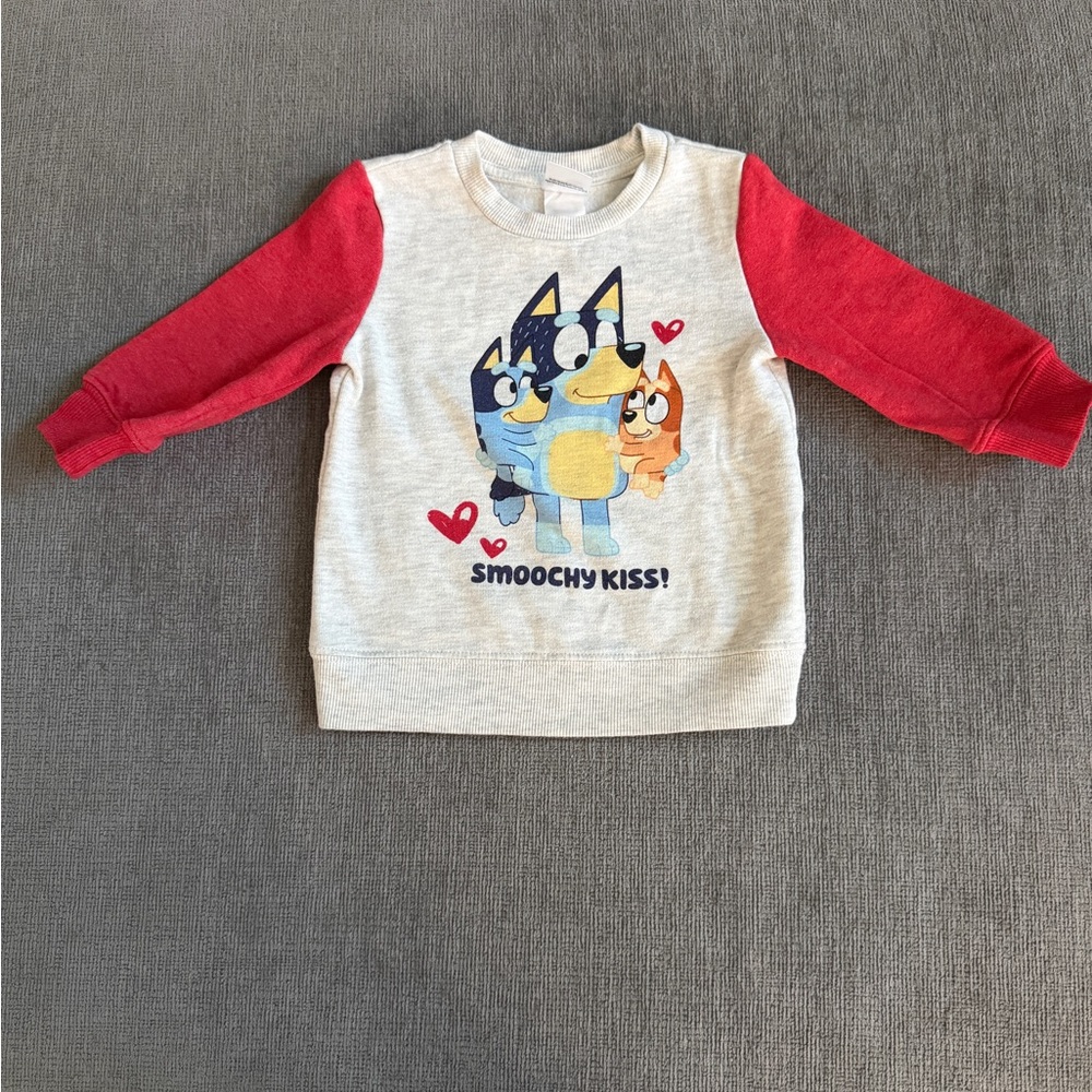 Kids Cartoon Sweatshirt with Red Sleeves